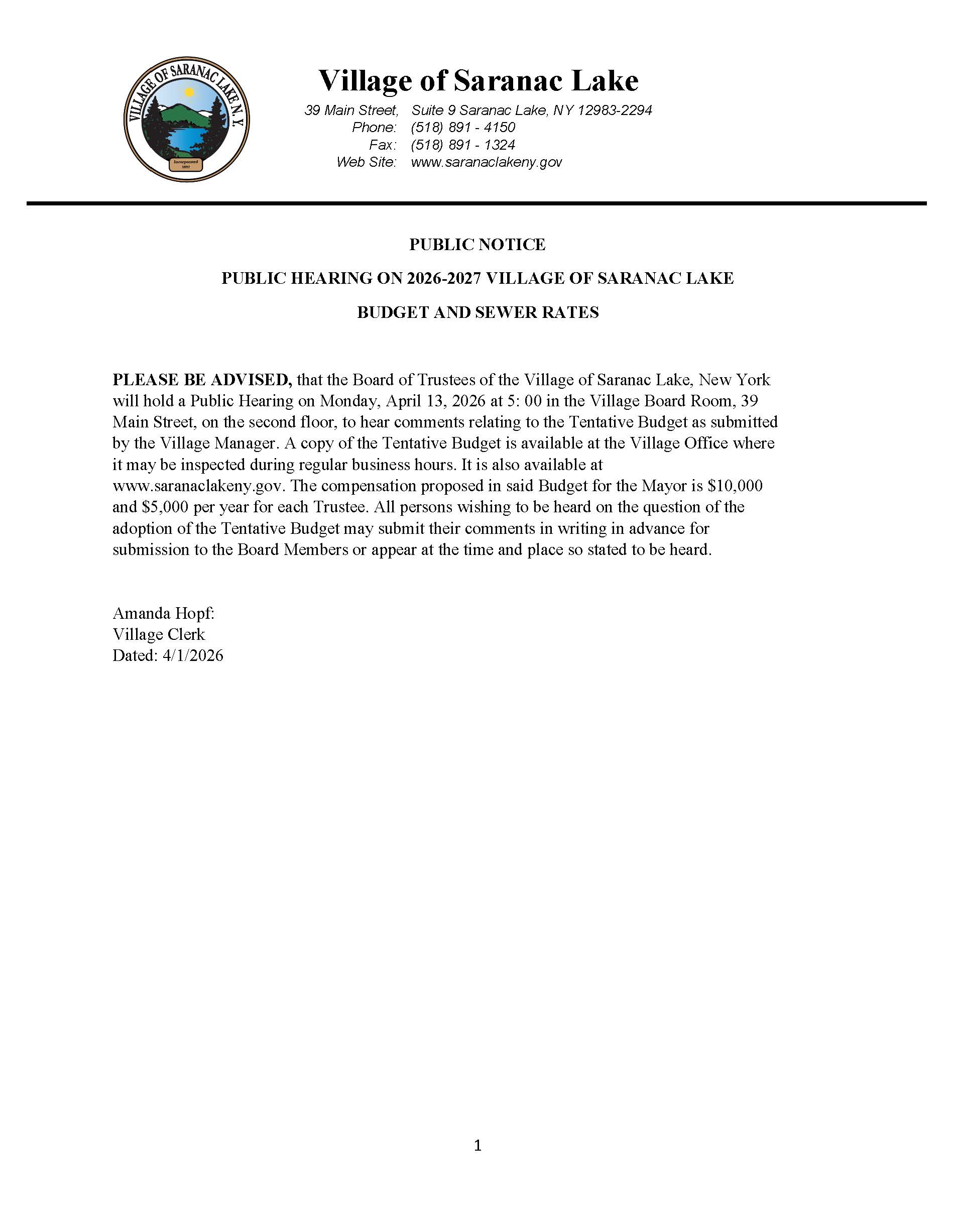 Public Hearing Notice